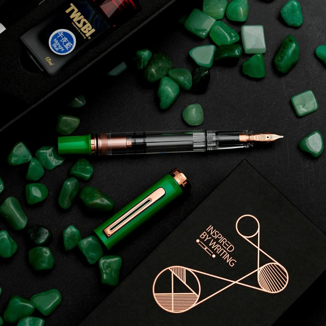 Twsbi Eco-T Midnight Blue Ink Fountain Pen in Royal Jade Special Edition with 18ml