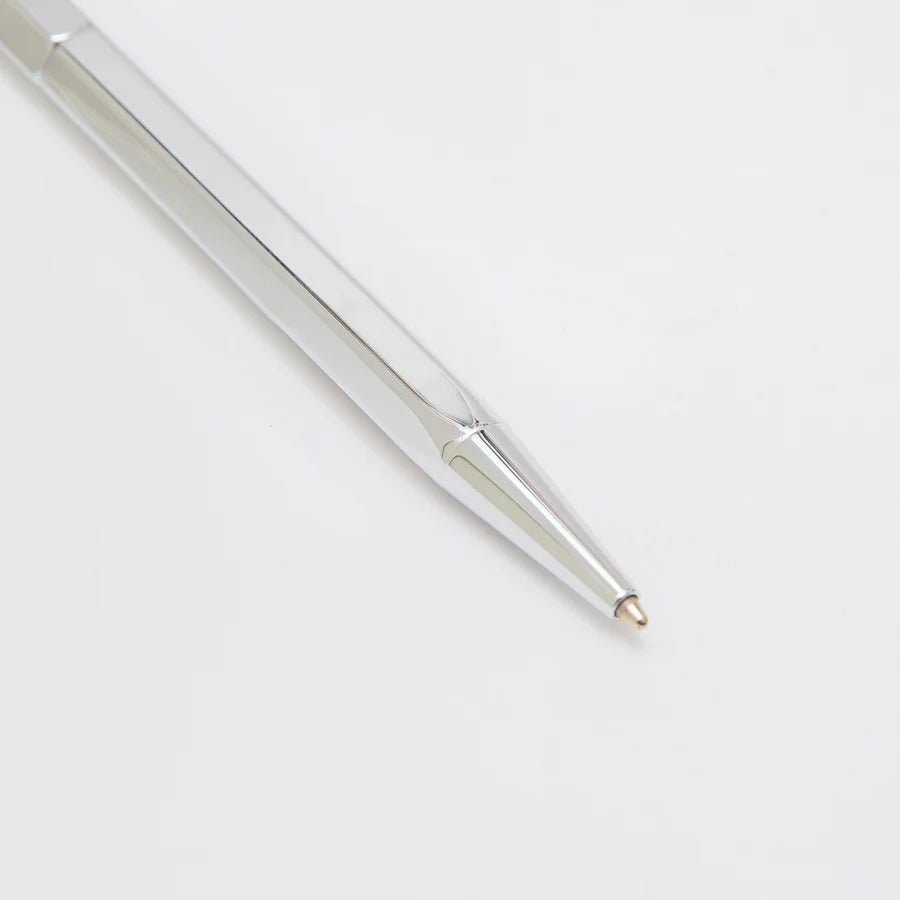 Ystudio Classic Revolve Spring Shiny Silver Ballpoint Pen