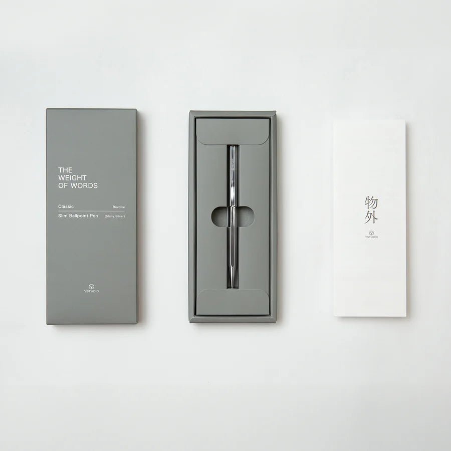 Ystudio Classic Revolve Spring Shiny Silver Ballpoint Pen
